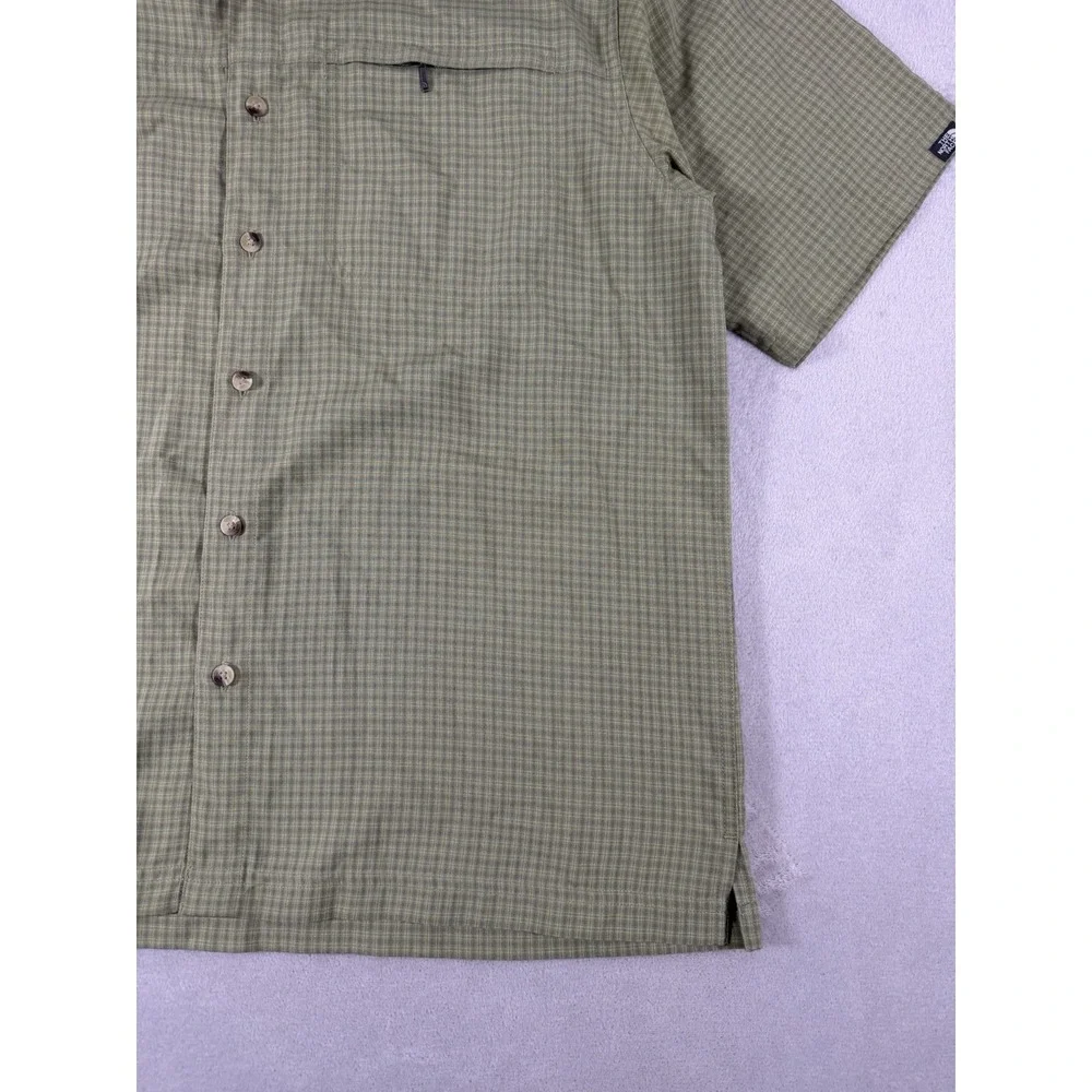 The North Face Plaid Hiking Shirt Men's L‎ Green Short Sleeve Button Up Outdoor